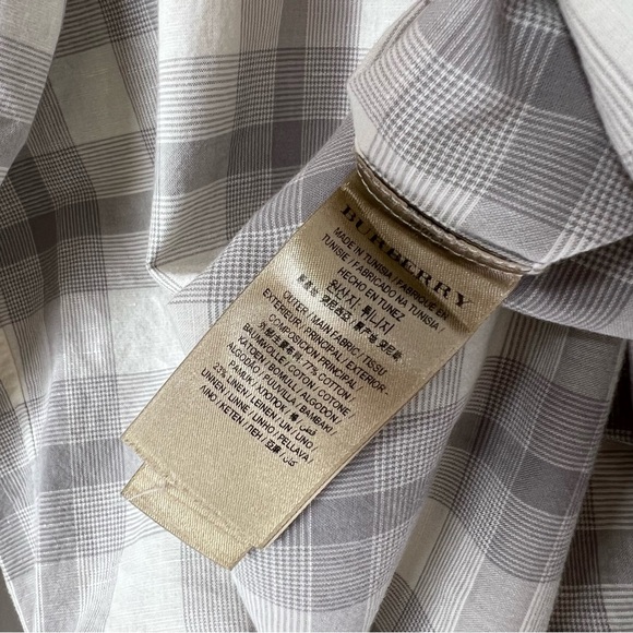 Burberry Brit Nova Check Checkered Flannel Pattern Button Down Shirt Gray White - Picture 9 of 10